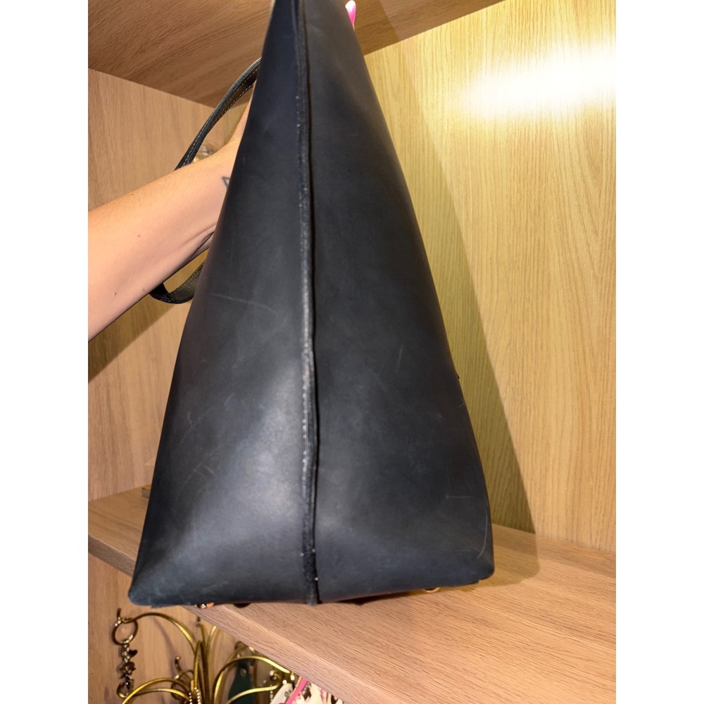 Kelly Tooke Black Leather Tassel Tote Bag Minimalist Shoulder Bag Gold Hardware - Picture 6 of 10